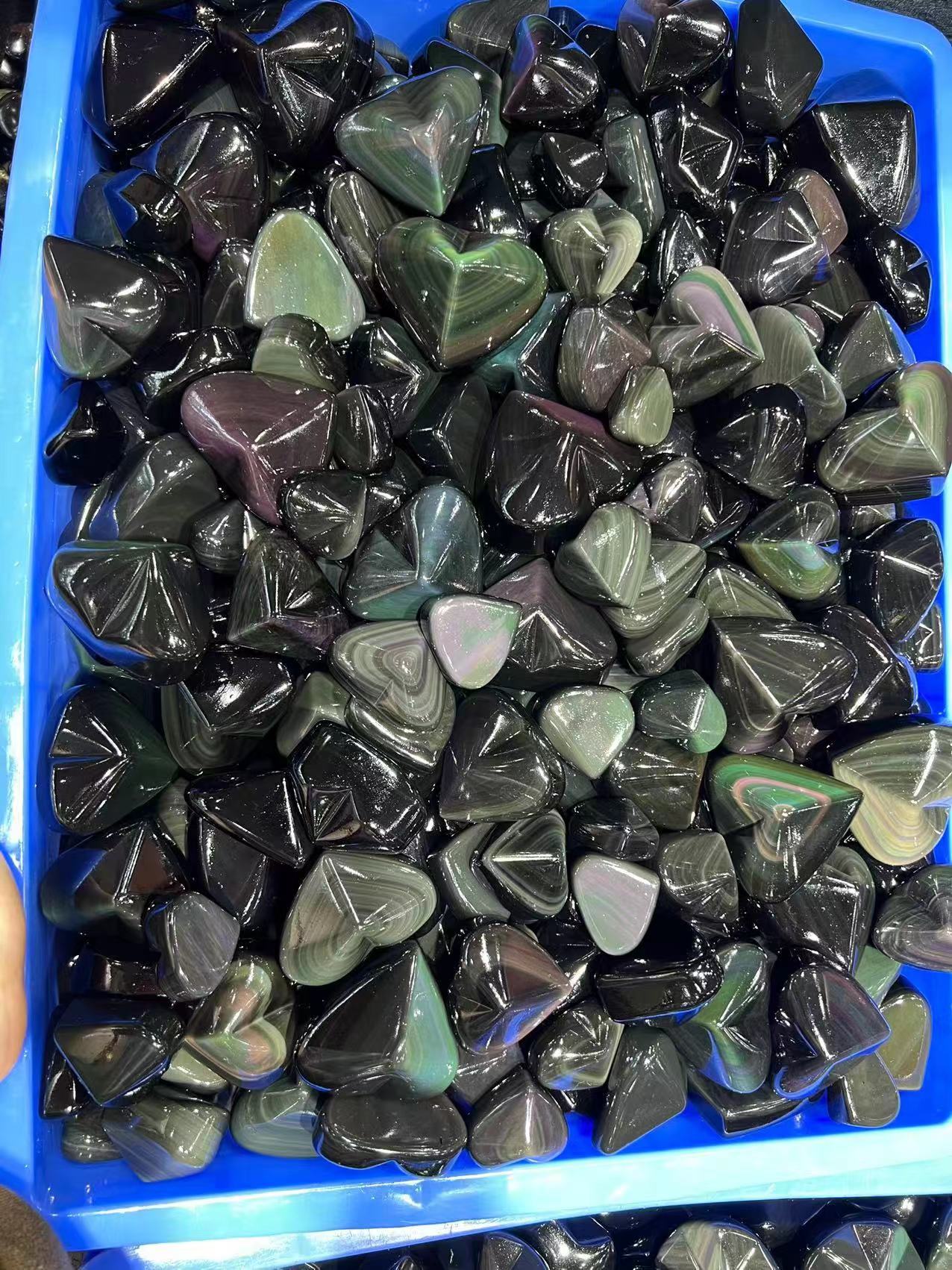 Rainbow Obsidian,Heart,Single Face Sizes 5-10 cm