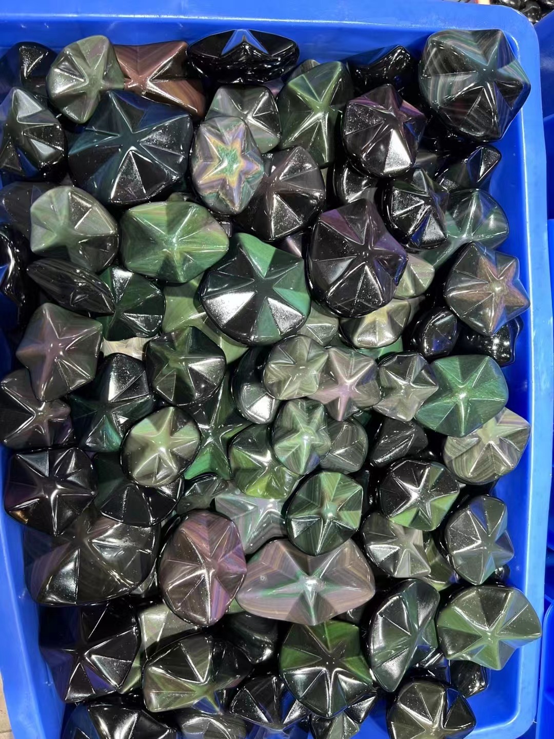 Rainbow Obsidian,Five-Pointed Star, Sizes 6-11 cm