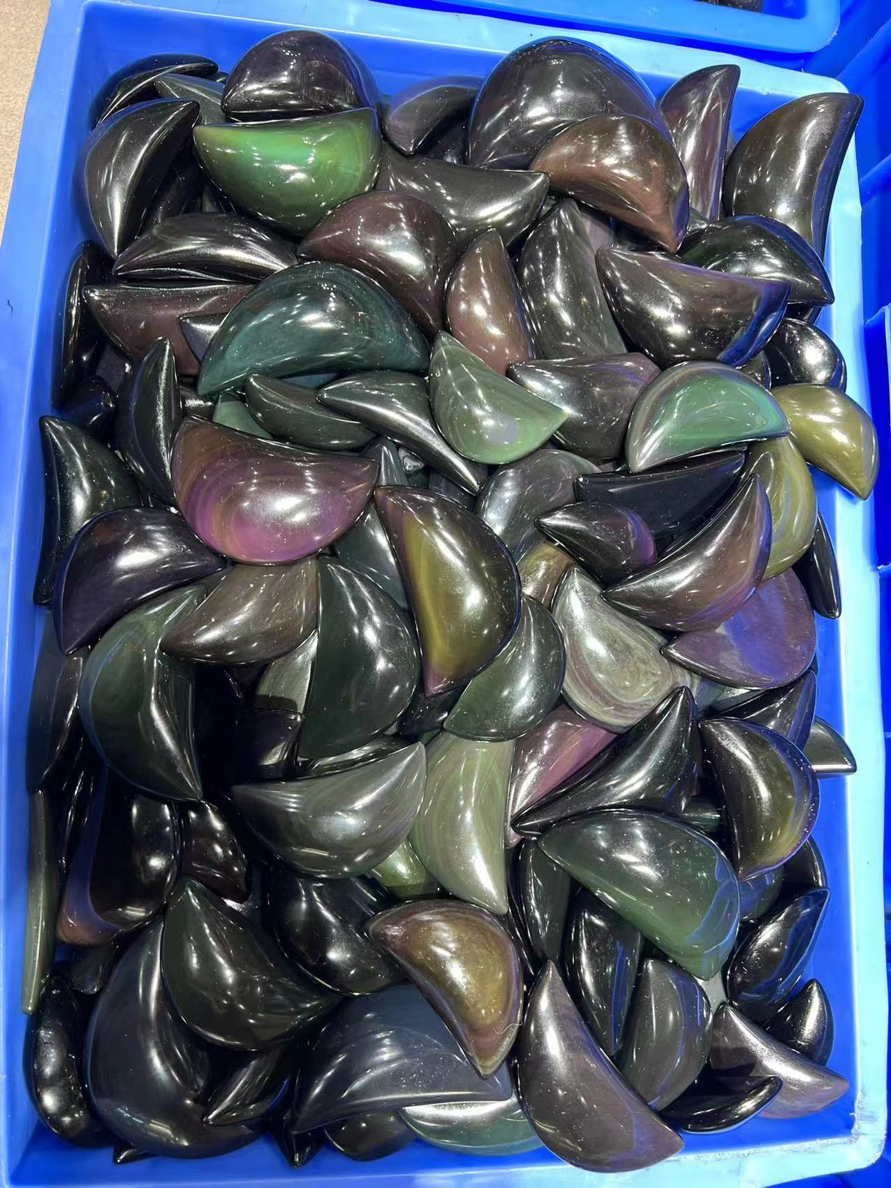 Rainbow Obsidian,Moon Shape, Sizes 5-12 cm