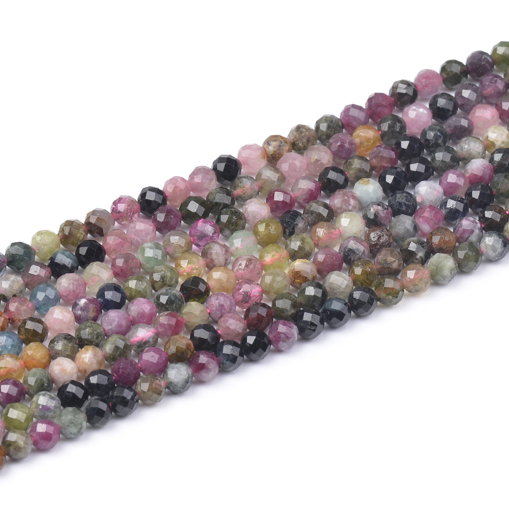 Tourmaline  Faceted Round Beads