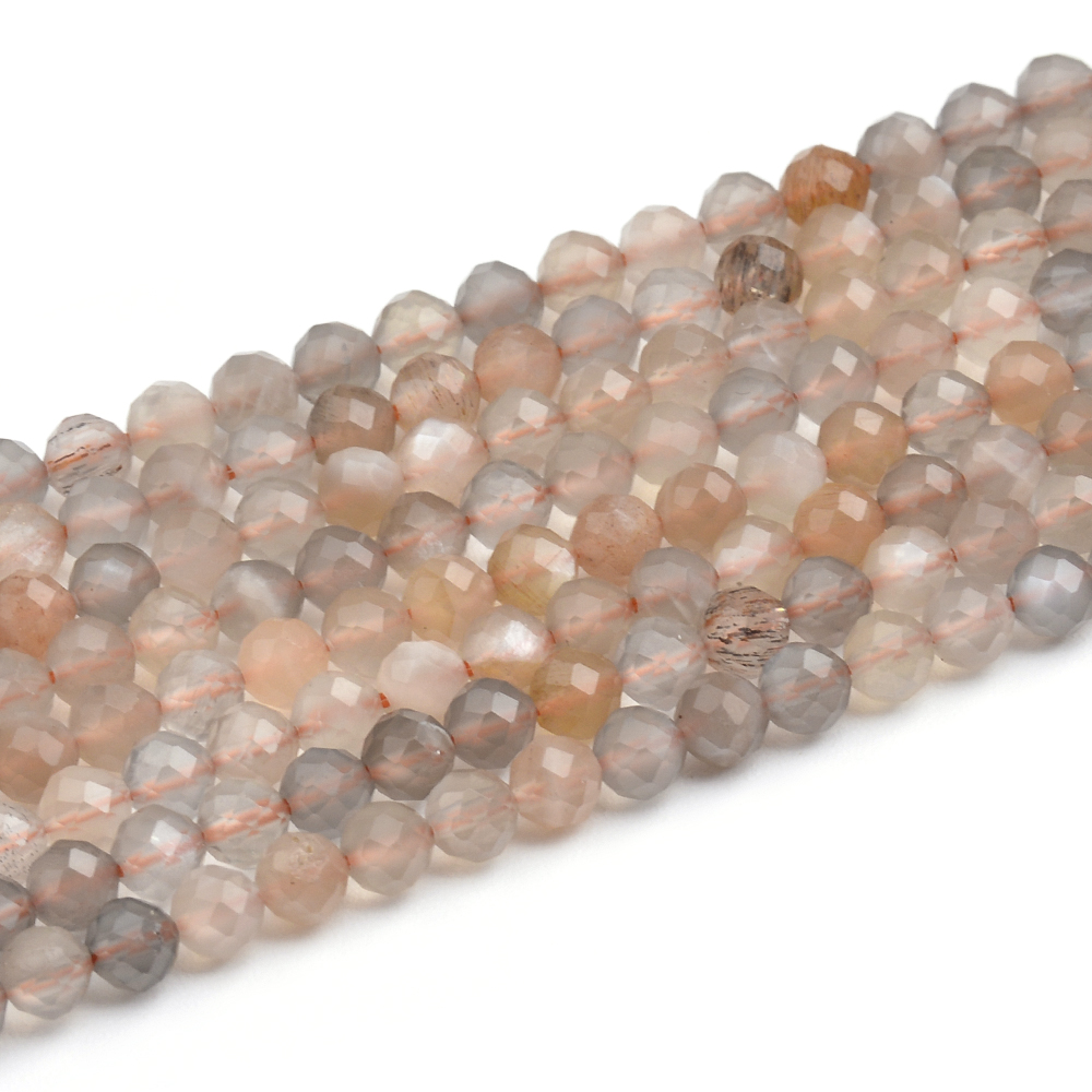 Colorful Grey Moonstone Faceted Round Beads