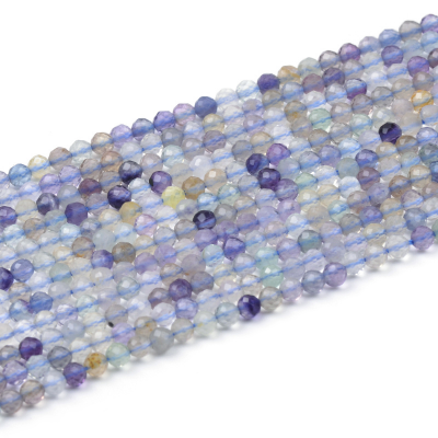 Colorful Fluorite Faceted Round Beads