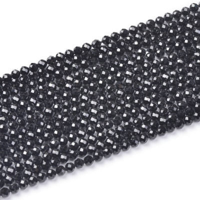 Black Spinel  Faceted Round Beads