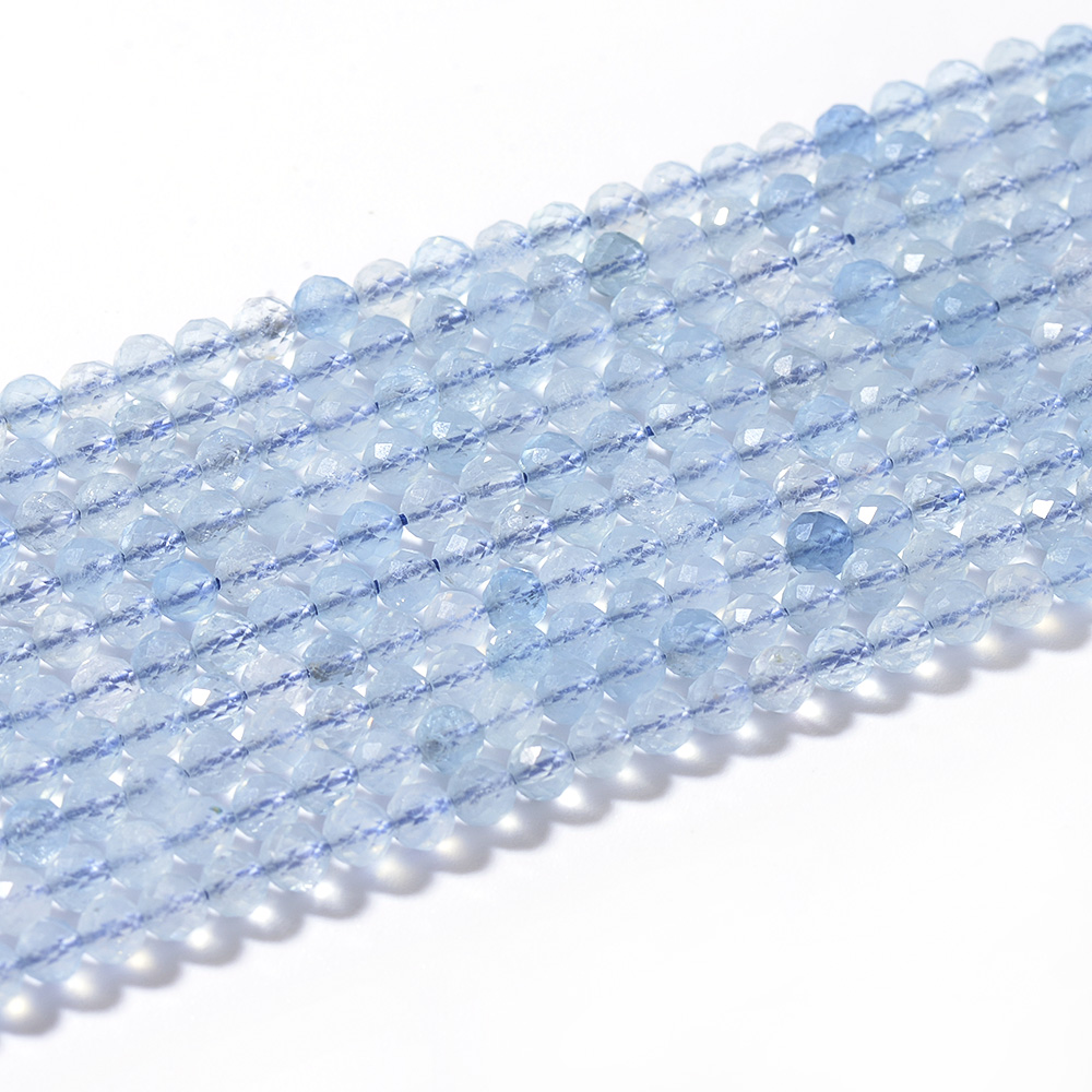 Aquamarine Faceted Round Beads