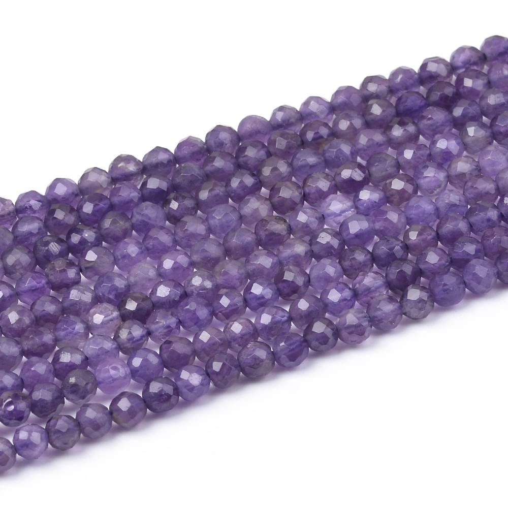 Amethyst Faceted Round Beads AB Grade