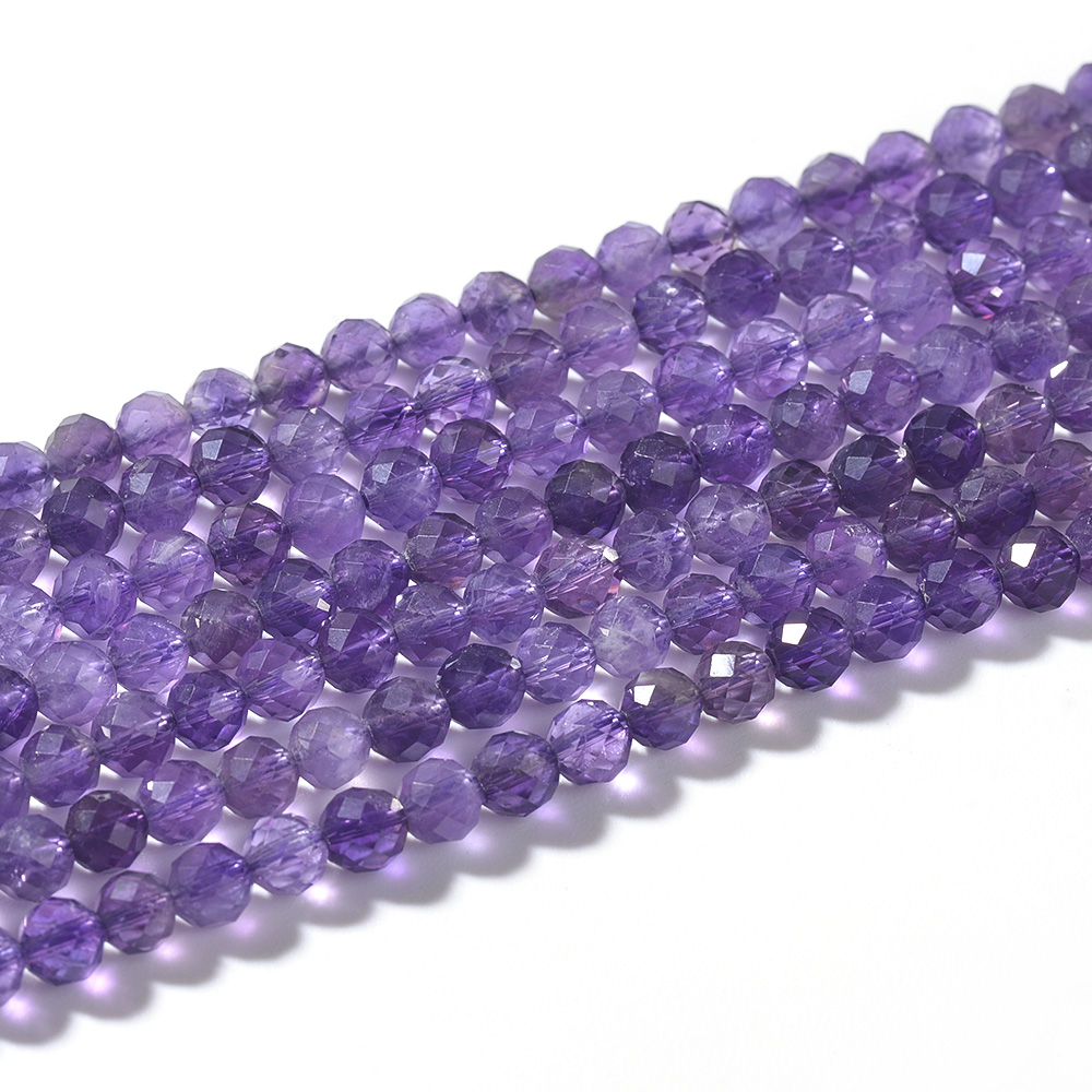 Amethyst Faceted Round Beads A Grade