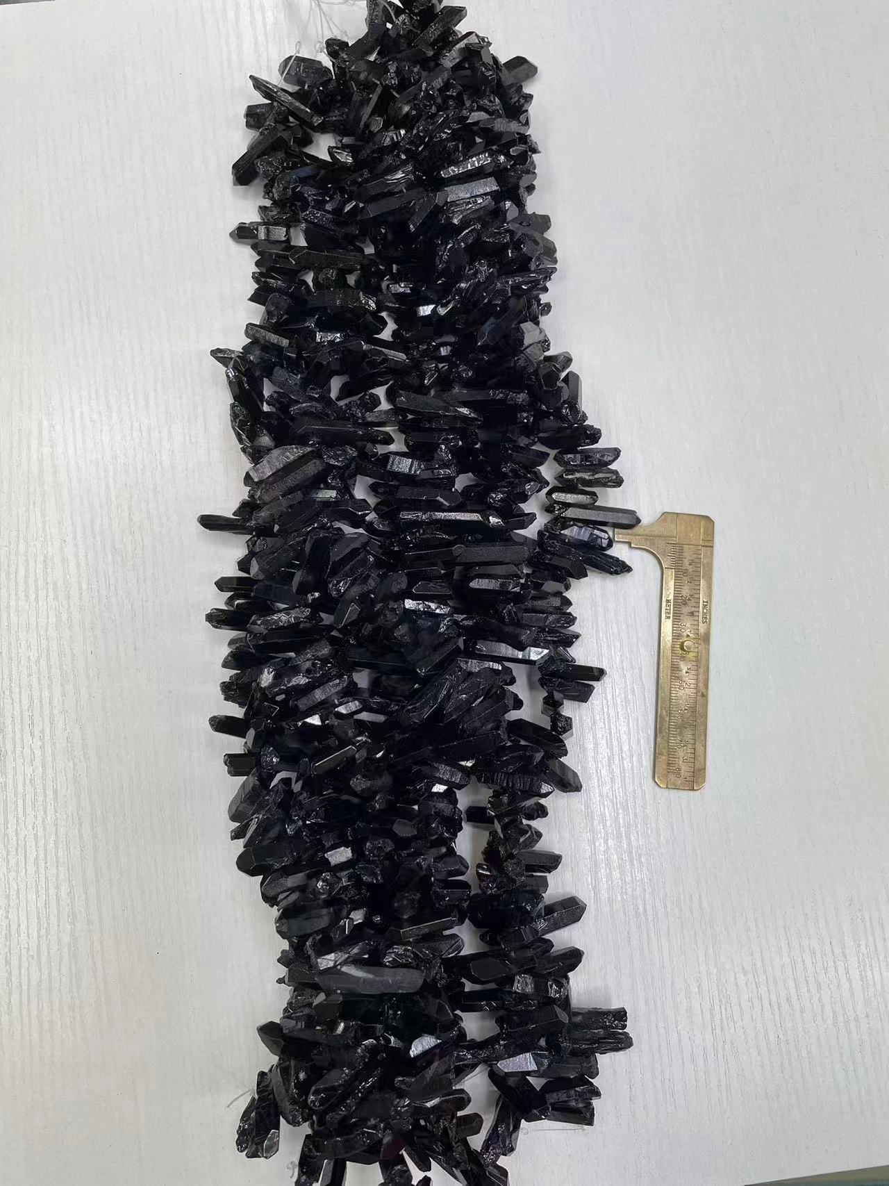 Crystal Tiny Pillar , Plated Black Color,Diameter 5-7 mm,Longness 20-32 mm