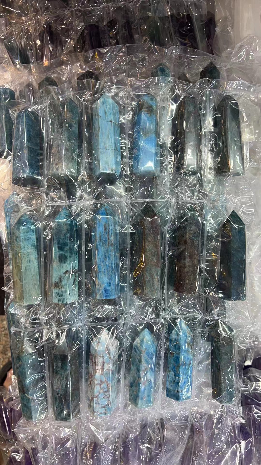 Blue Apatite Obelisk(Pillar),Sizes 2-3 cm X 4-7 cm