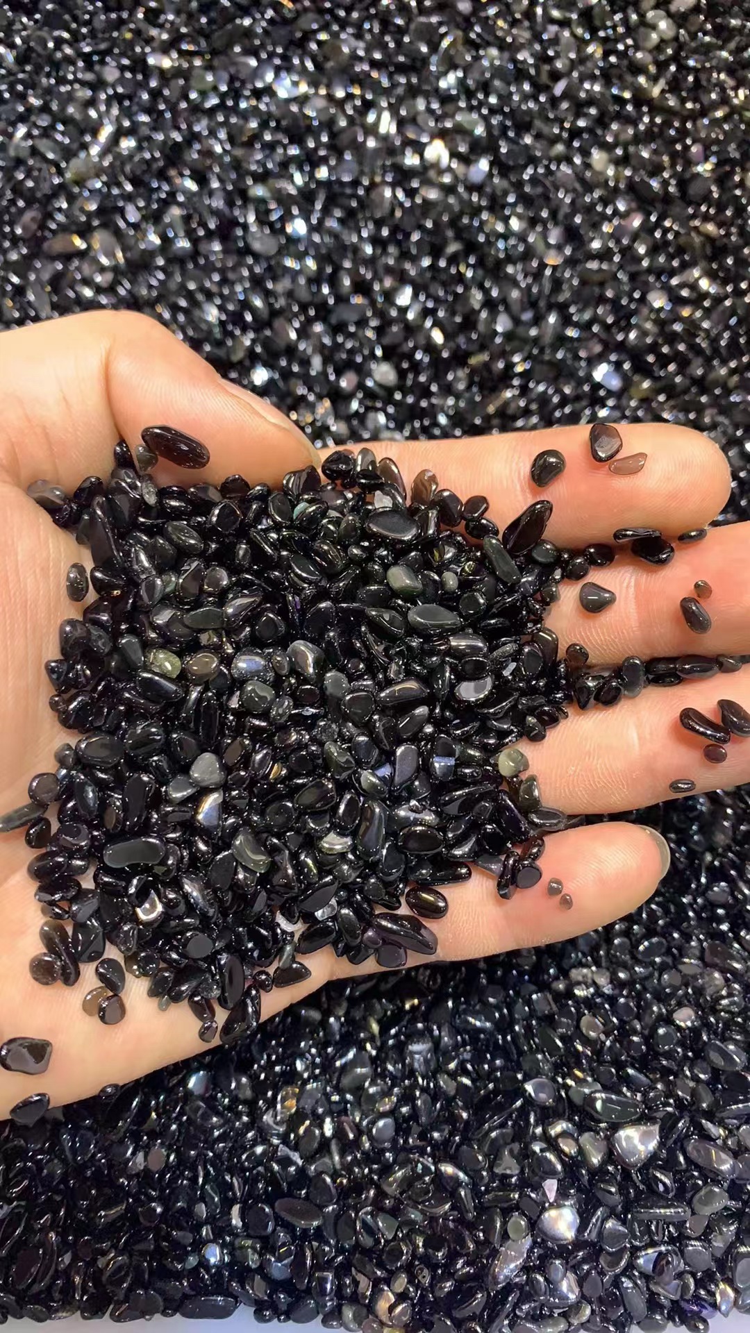 Black Obsidian,Round Corner,Sizes 3-5 mm