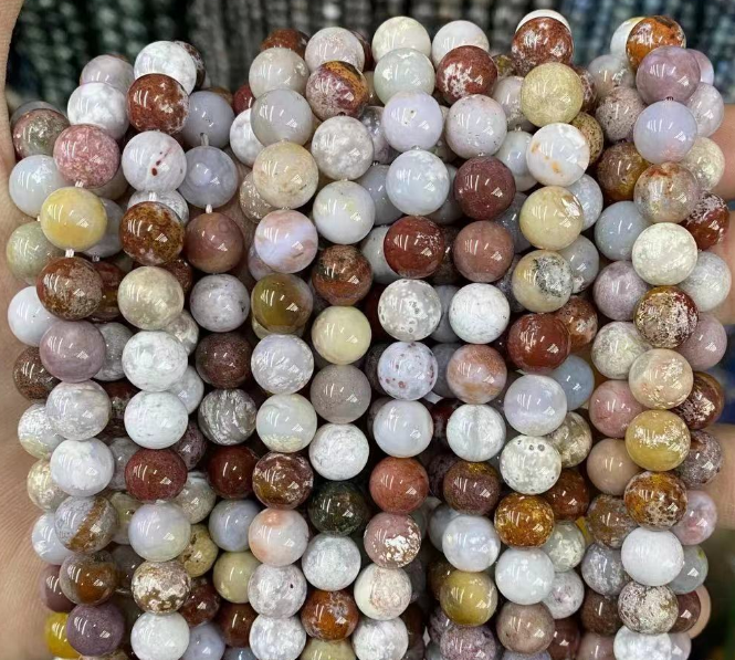 White Ocean Japser Round Beads