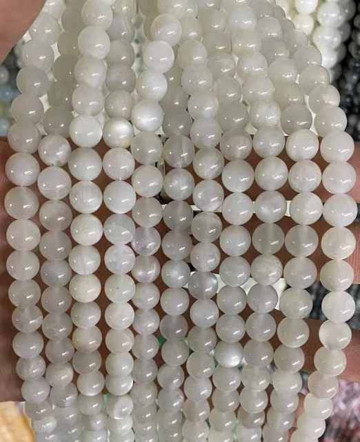 White Moonstone Round Beads