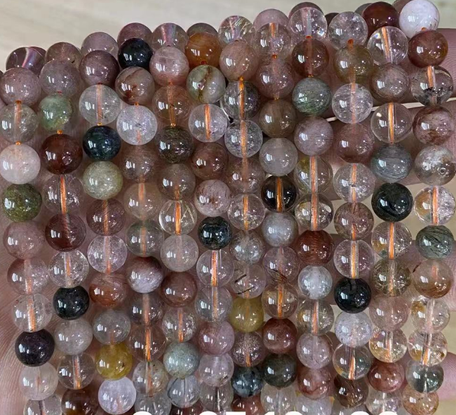 Red Rutilated Quartz Round Beads,A Grade