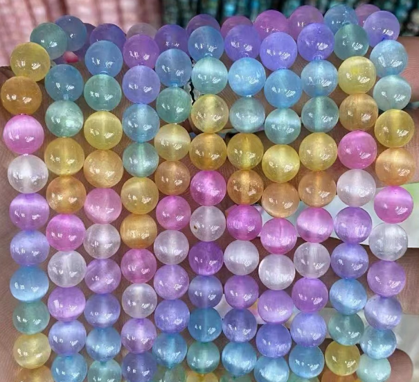 Rainbow Selenite Round Beads