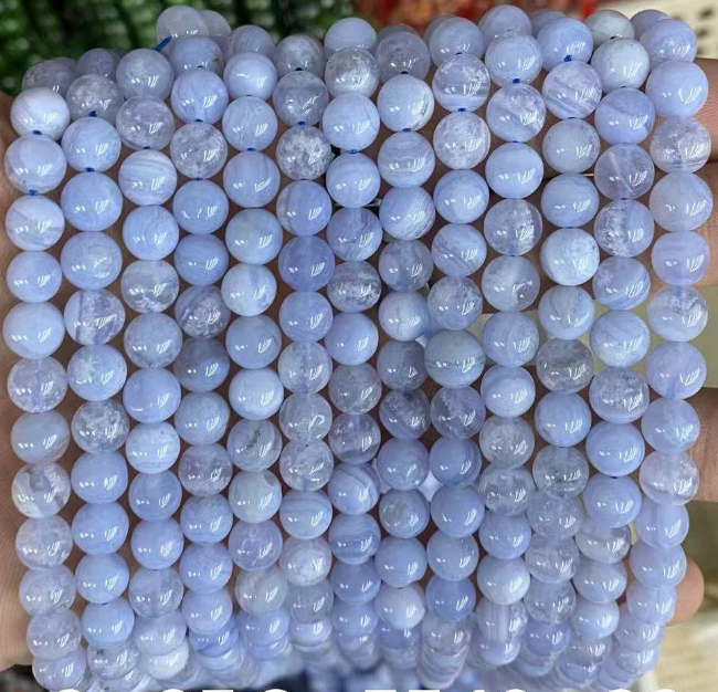 Blue Lace Agate Round Beads