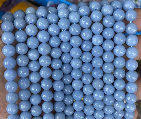 Blue Angelite Round Beads, A Grade