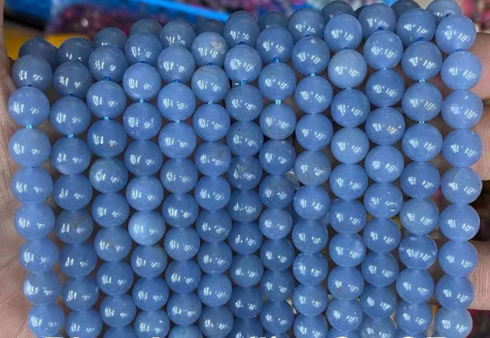 Blue Angelite Round Beads, AA Grade