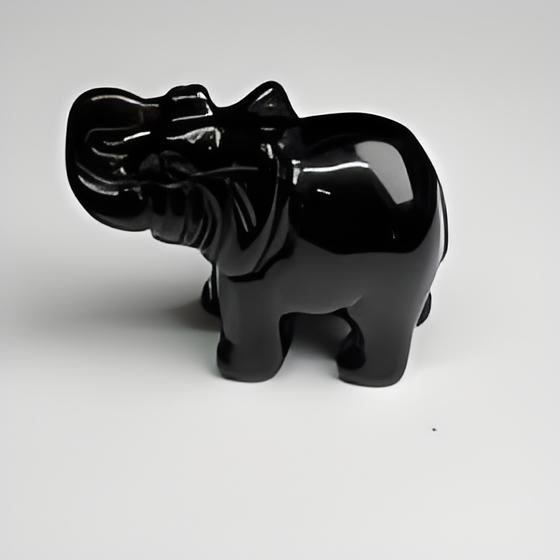 Black Obsidian Elephant