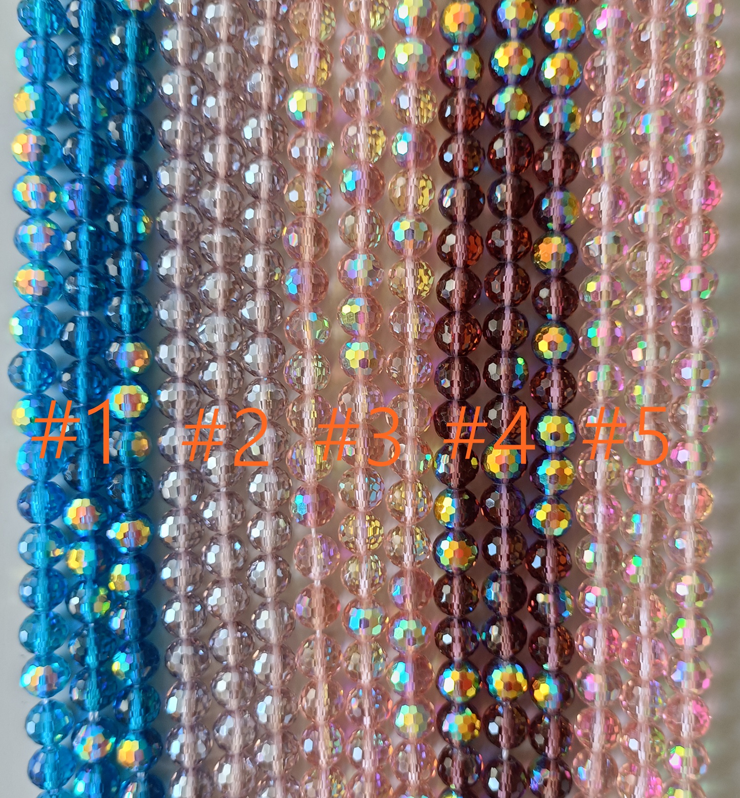 Faceted Glass Round Beads,Transparent, 128 facets