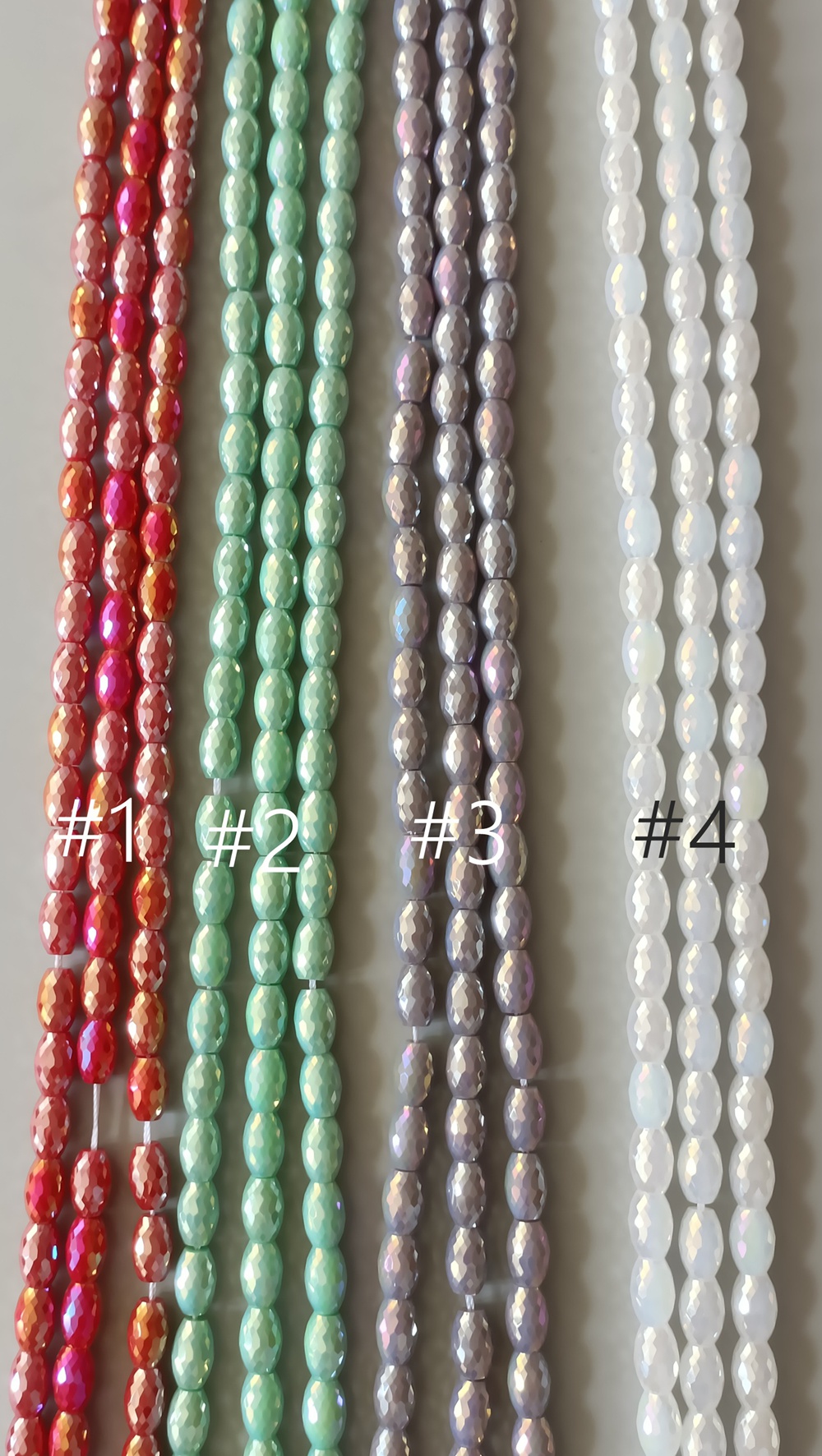 Faceted Glass Rice Beads